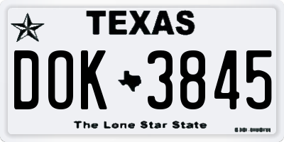 TX license plate DOK3845