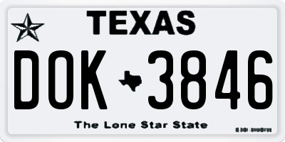 TX license plate DOK3846