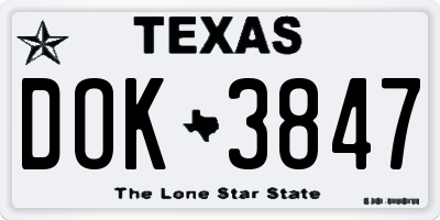 TX license plate DOK3847