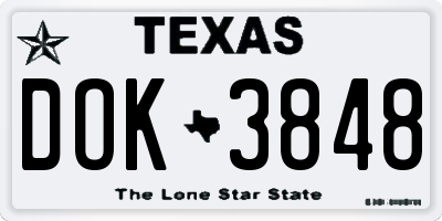 TX license plate DOK3848