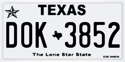 TX license plate DOK3852
