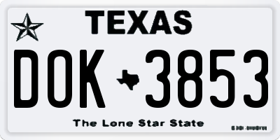 TX license plate DOK3853