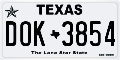 TX license plate DOK3854