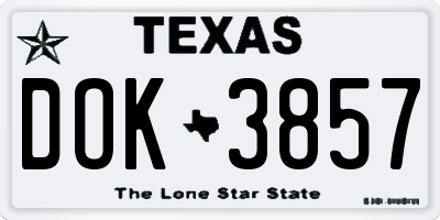 TX license plate DOK3857
