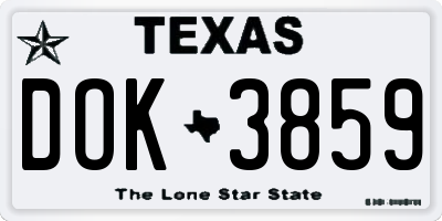 TX license plate DOK3859
