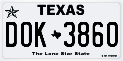 TX license plate DOK3860