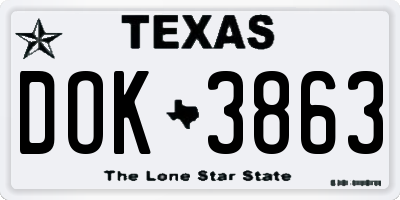 TX license plate DOK3863