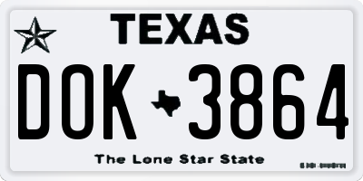 TX license plate DOK3864