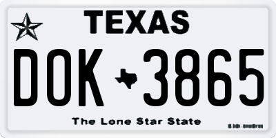 TX license plate DOK3865