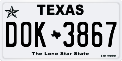 TX license plate DOK3867