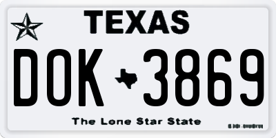 TX license plate DOK3869