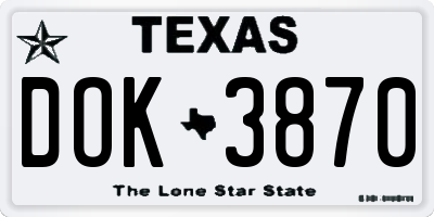 TX license plate DOK3870