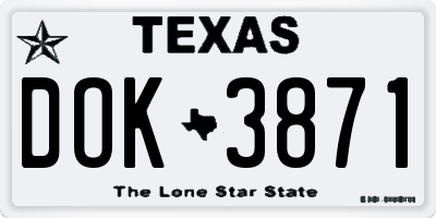 TX license plate DOK3871