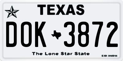 TX license plate DOK3872