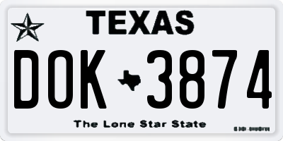 TX license plate DOK3874