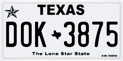 TX license plate DOK3875