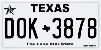 TX license plate DOK3878
