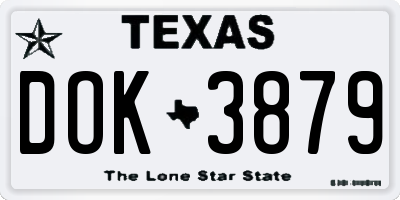 TX license plate DOK3879