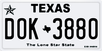 TX license plate DOK3880