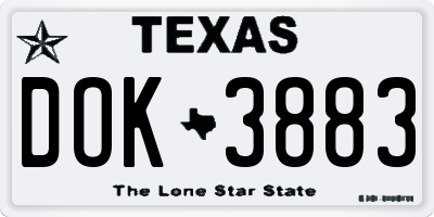 TX license plate DOK3883