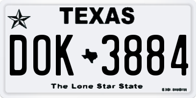 TX license plate DOK3884