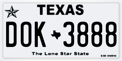 TX license plate DOK3888