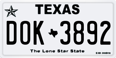 TX license plate DOK3892