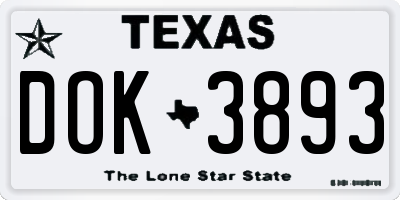 TX license plate DOK3893