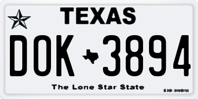 TX license plate DOK3894