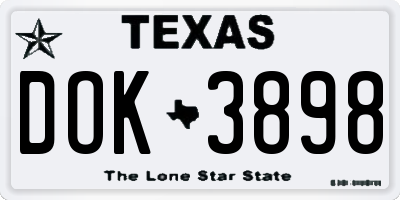 TX license plate DOK3898