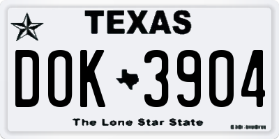 TX license plate DOK3904