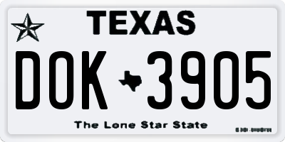 TX license plate DOK3905