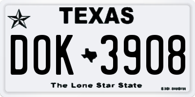 TX license plate DOK3908