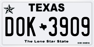 TX license plate DOK3909