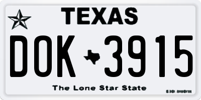 TX license plate DOK3915