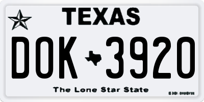 TX license plate DOK3920
