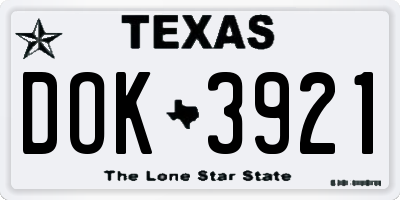 TX license plate DOK3921