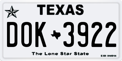 TX license plate DOK3922