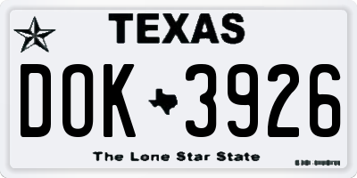 TX license plate DOK3926
