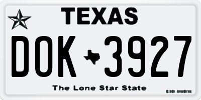 TX license plate DOK3927