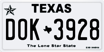 TX license plate DOK3928