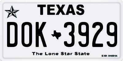 TX license plate DOK3929