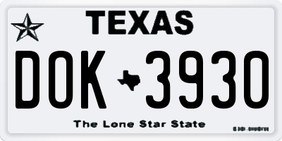 TX license plate DOK3930