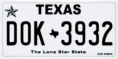 TX license plate DOK3932