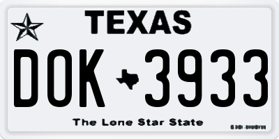 TX license plate DOK3933