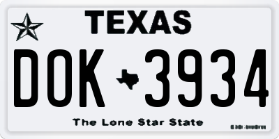 TX license plate DOK3934