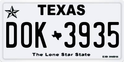 TX license plate DOK3935