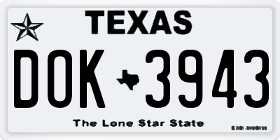 TX license plate DOK3943