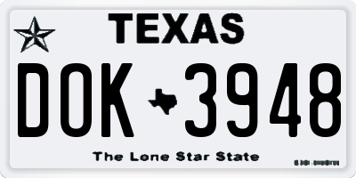 TX license plate DOK3948