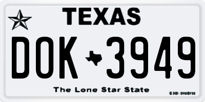 TX license plate DOK3949